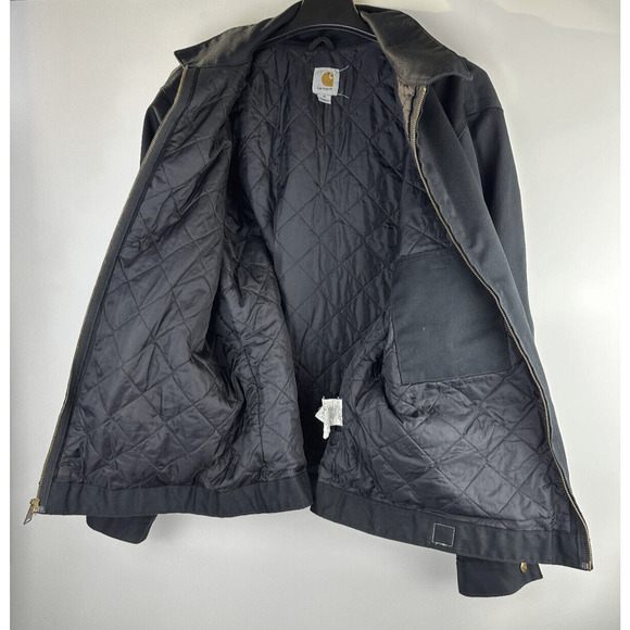 Carhartt Twill Work Jacket Midweight Quilt Lined J293 Blk Full Zip Men's Size XL - Picture 5 of 7